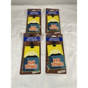 Lot of‎ 4 Bon Voyage Luggage Tags Cruise Ship Theme Yellow Blue Travel ID Tags